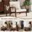 Upholstered Solid Wood Accent Chair Armchair With An Extra Pillow, Brown Arms, Beige Linen-639544662