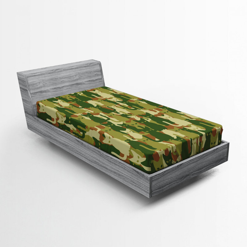 Microfiber Camouflage Fitted Sheet, Twin XL Fitted Sheet, Pink/Gray Camouflage 4