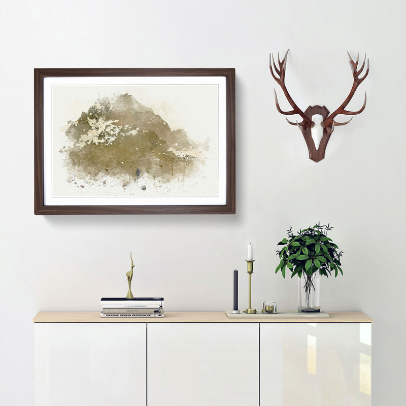 Brown Mountain in Abstract - Picture Frame Graphic Art Print, Walnut Framed, 36cm H x 48cm W x 2cm D