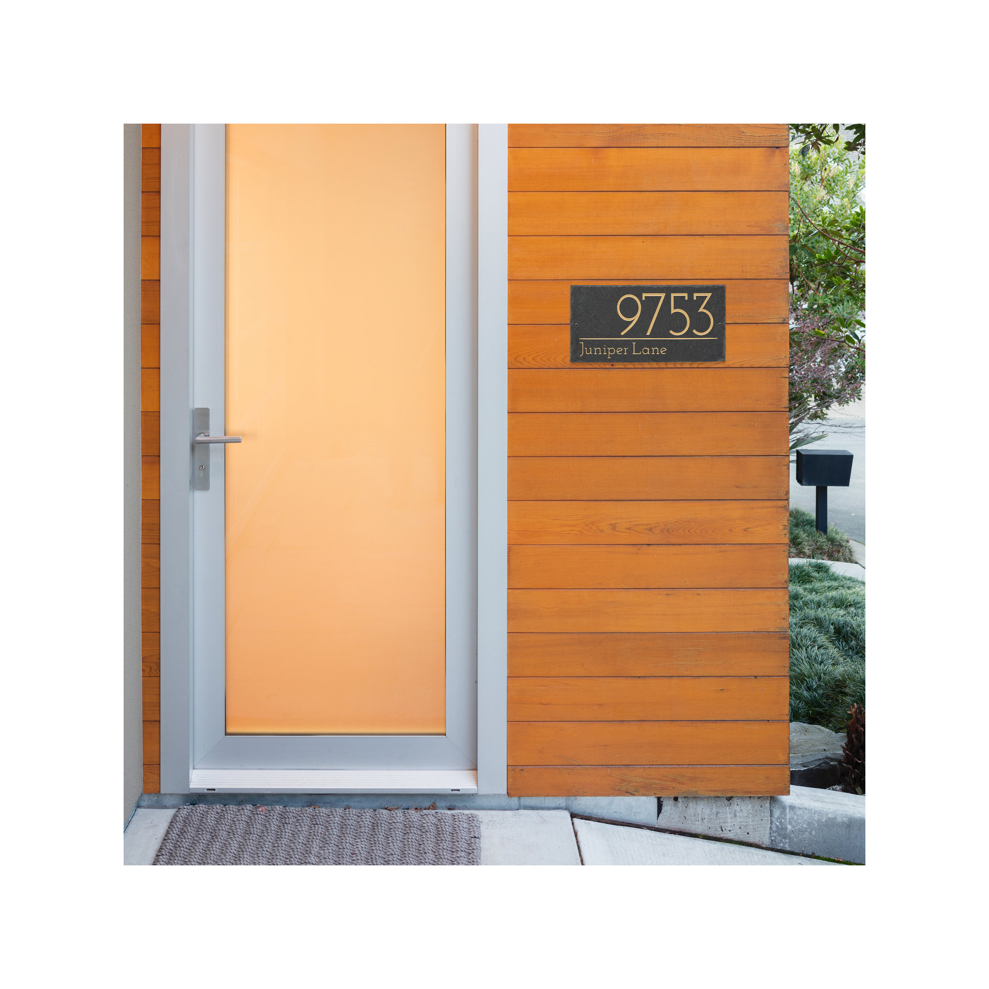 Leighton 2-Line Personalized Etched Wall Slate Sign, Gold, Yes