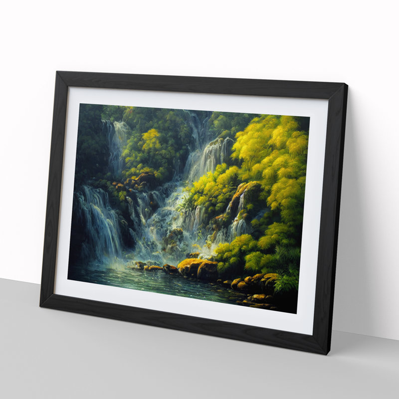 Ethereal Waterfall - Framed Print, Black, 25cm H x 34cm W x 2cm D