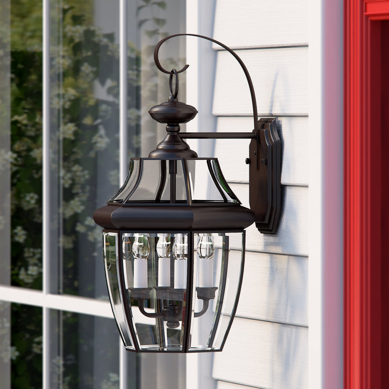 Lanterne murale d'extérieur biseautée à 3 ampoules H 22,5 po Newbury, Noir mystique