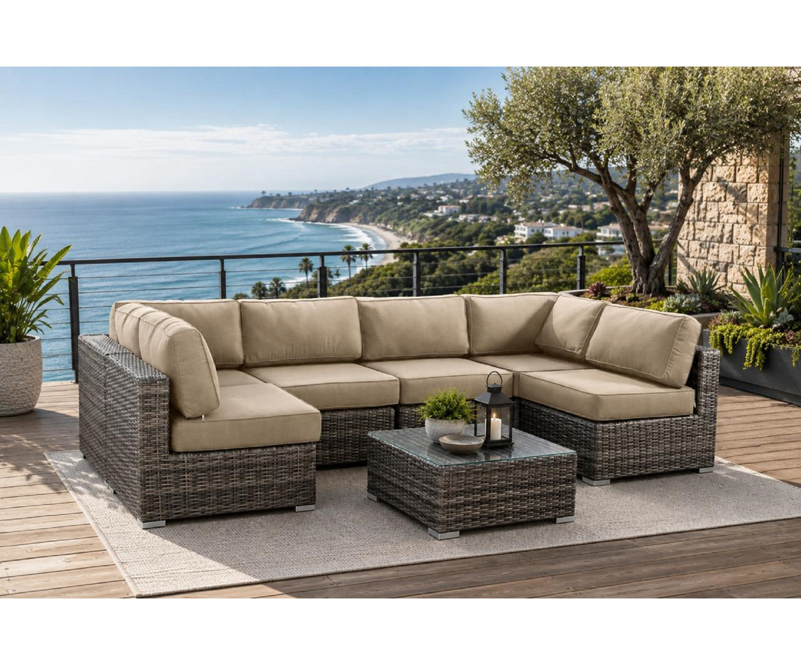 Tonioni 4-Person Sunbrella® Patio Seating Group, Heather Beige Sunbrella®