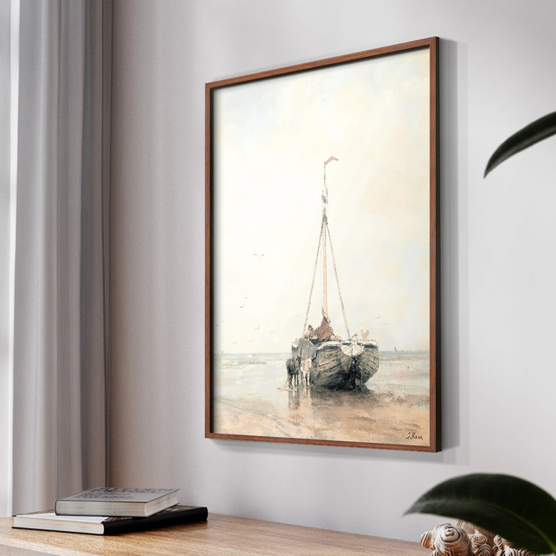 Vintage nautique - impression sur toile tendue, Papier avec cadre noyer, H 10 po x l 8 po