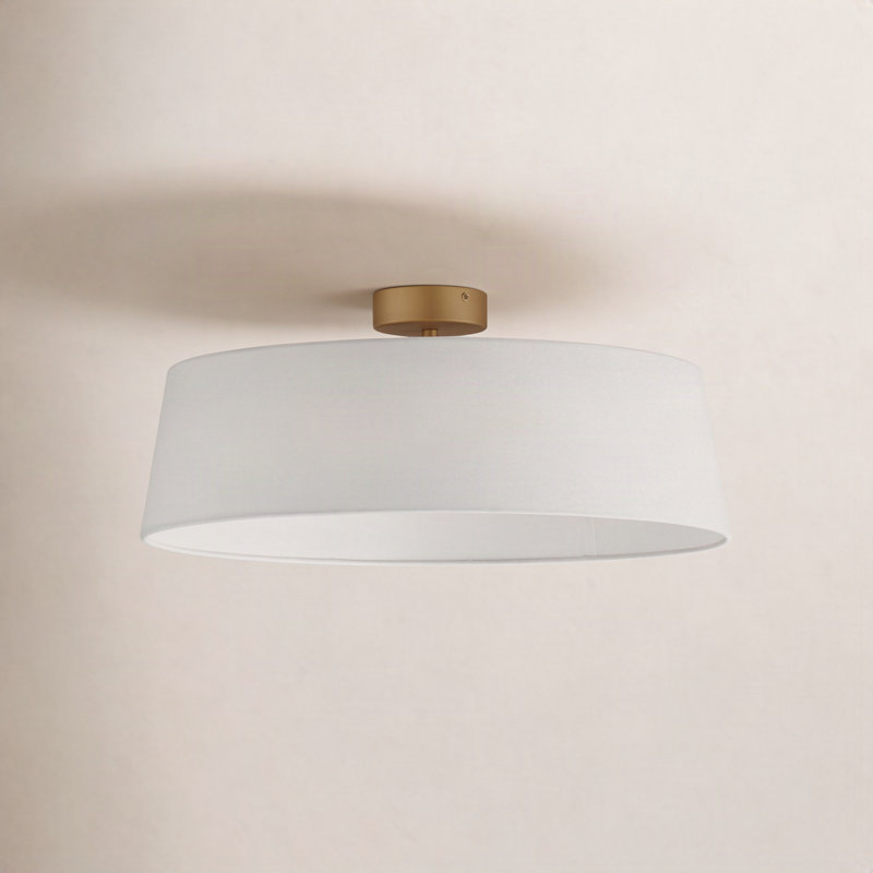Melva Linen LED Semi Flush Mount, 10" H x 21.25" W x 21.25" D, Natural Aged Brass