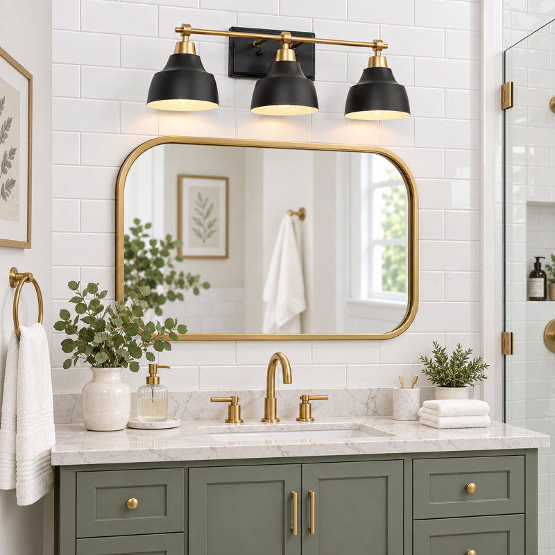 Éclairage pour meuble-lavabo noir à 3 lumières à intensité variable Escarment