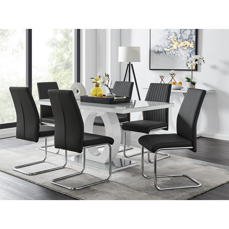 Eubanks Dining Set with 6 Chairs, Black