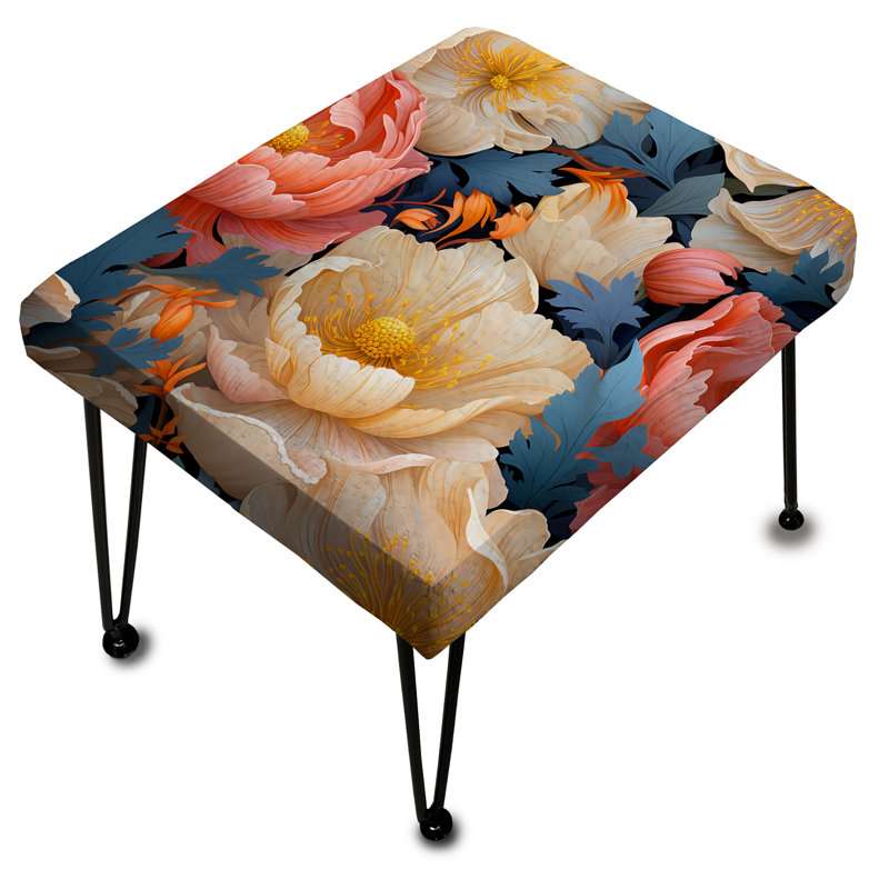 Repose-pieds beige et rose Floral Grace