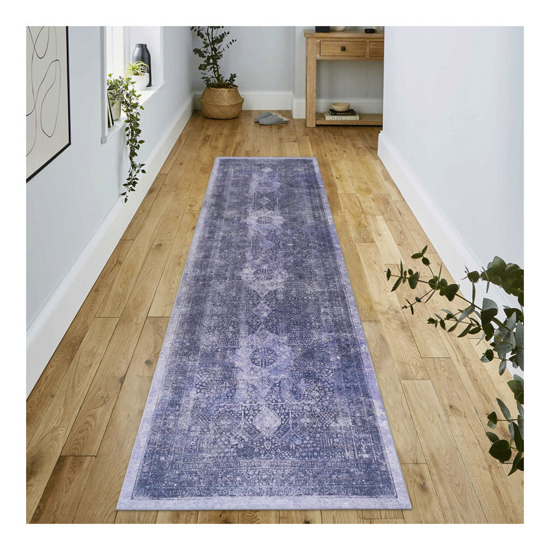 2'6''x10' Runner, Washable Rug, Low-Pile, Non-Slip, Non-Shedding, Foldable, Kid & Pet Friendly - Area Rugs for living room, bedroom, kitchen, dining room rug (Anthracite, 2'6''x10')