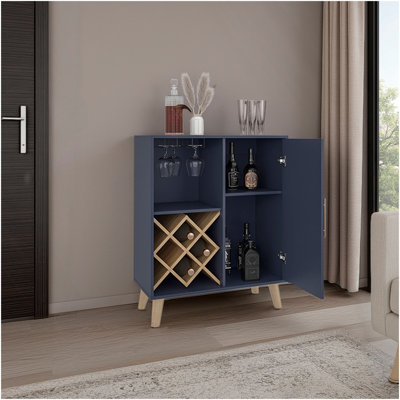 Armoire basse Cave avec rangement ouvert, mobilier de bar moderne pour le salon ou l'espace de divertissement