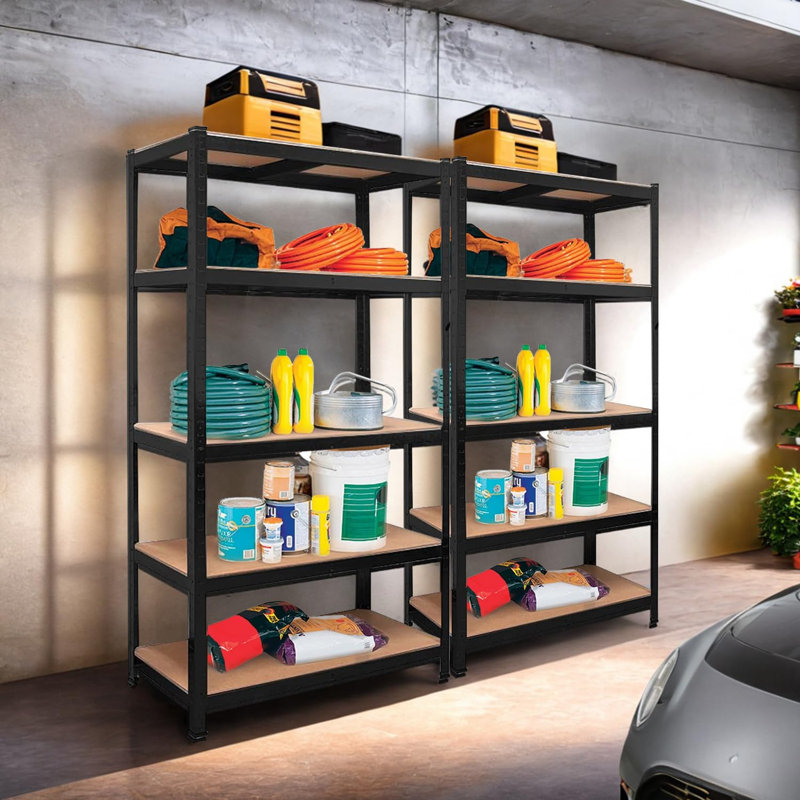5 Tier Heavy Duty Garage Shelving Unit, 170cm Steel Storage Rack | galvanised steel frame,adjustable height and diy