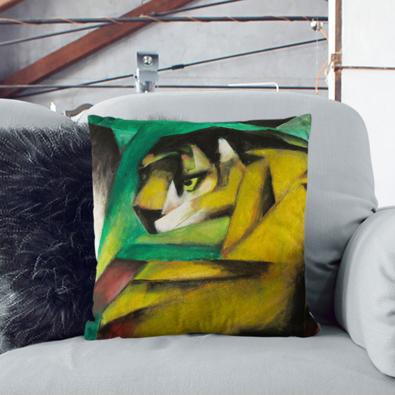 The Tiger Scatter Cushion, 55cm H x 55cm W x 20cm D, White