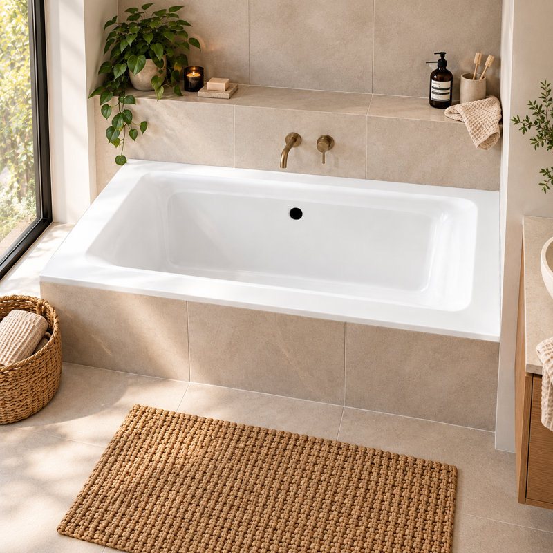 Almeria x Soaking Acrylic Bathtub, 45cm H x 170cm W x 75cm D