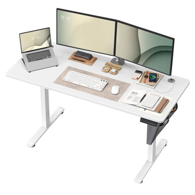 Ashala Adjustable Height Steel Standing Desk with Built-In Electrical Outlet