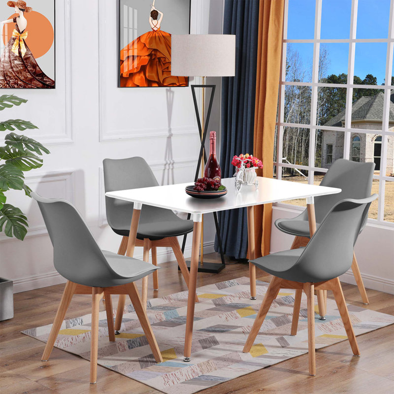 Giordano 4 - Person Dining Set, Grey, White