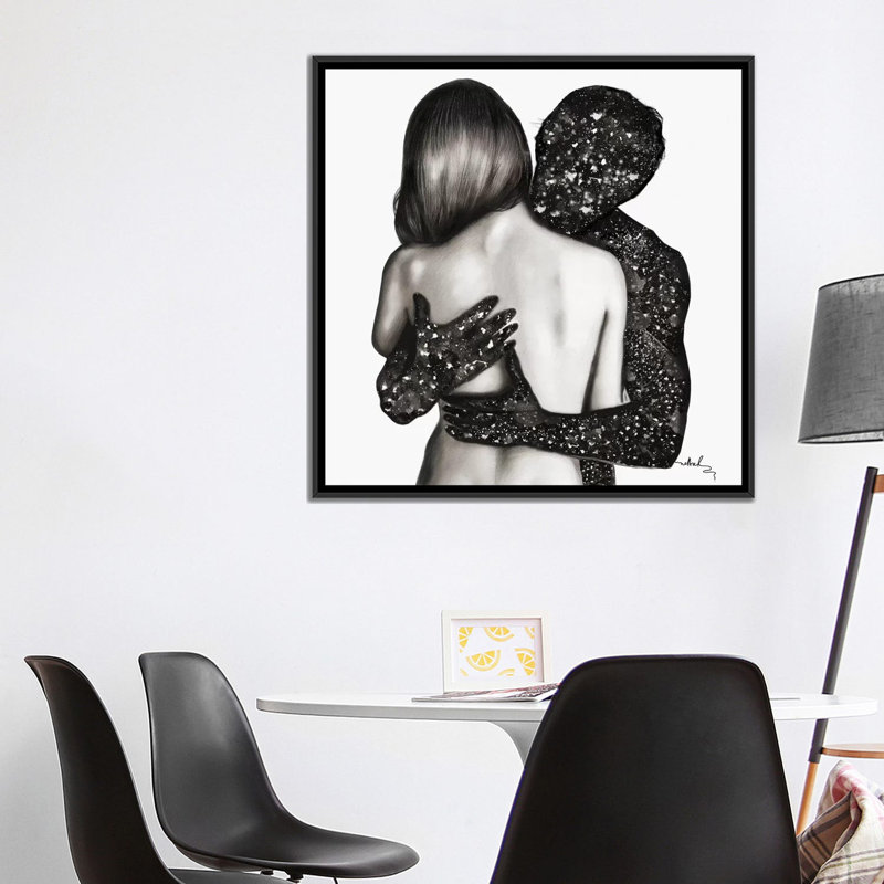 « unusualcouple », impression sur toile, H 18 po x l 18 po x P 1,5 po, Toile avec cadre flottant noir, Pas de tapis