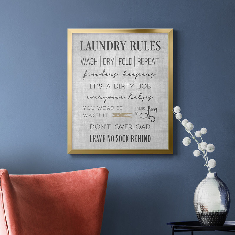 Neutral Laundry Rules Premium Framed Canvas - Ready to Hang, Gold, 24" H x 20" W