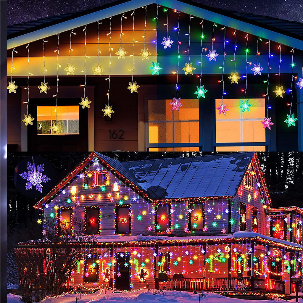 11.5' Snowflake LED String Lights, Multi Colored