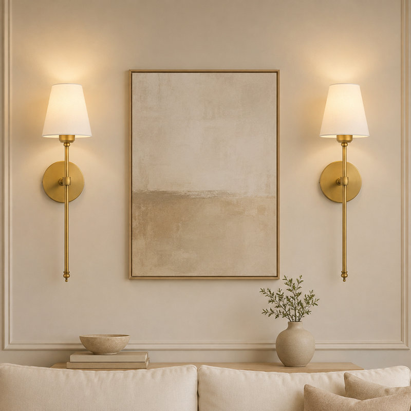 Plastic LED Battery Powered Armed Sconce, Gold