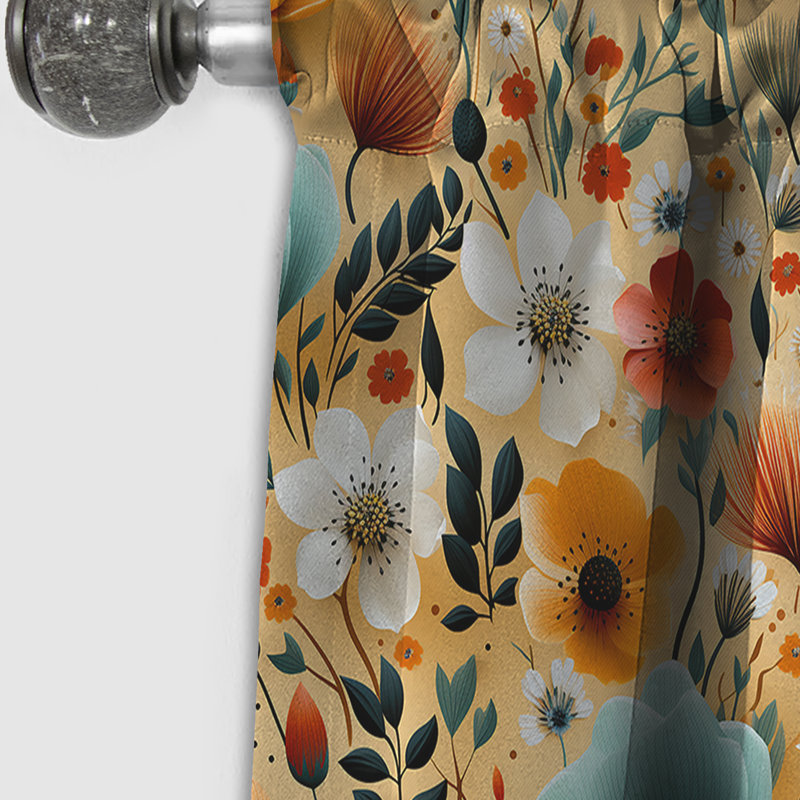 Mod Floral Nostalgia V - Rideau Mid-Century - Rideau occultant géométrique - 1 panneau, L 52 po x L 108 po