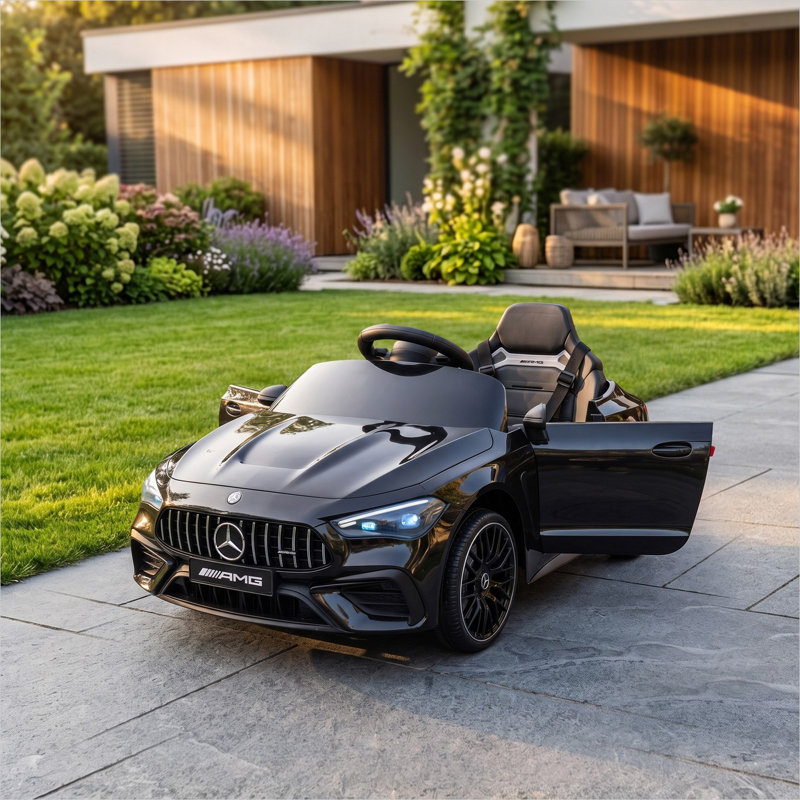 Voitures électriques noires classiques avec tout-petits 37 à 72 mois et véhicule électrique 12 V, 15,3 po x 8,5 po x 6,7 po