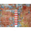 Tapis noué à la main 6 pi 1 po x 8 pi 8 po orange à motif abstrait en laine et soie grise