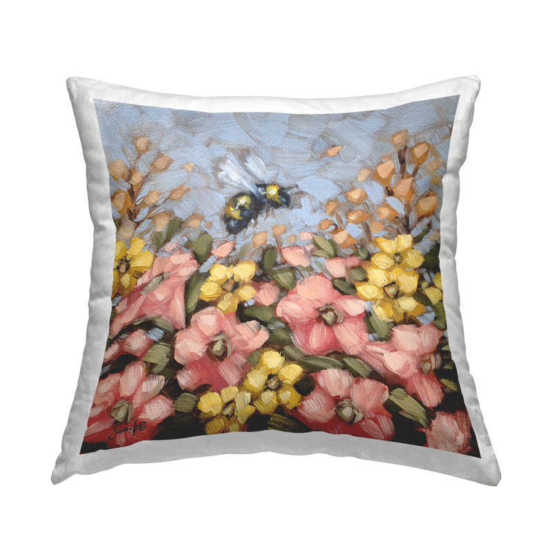 Coussin Bumblebee Blooming Flower Meadow