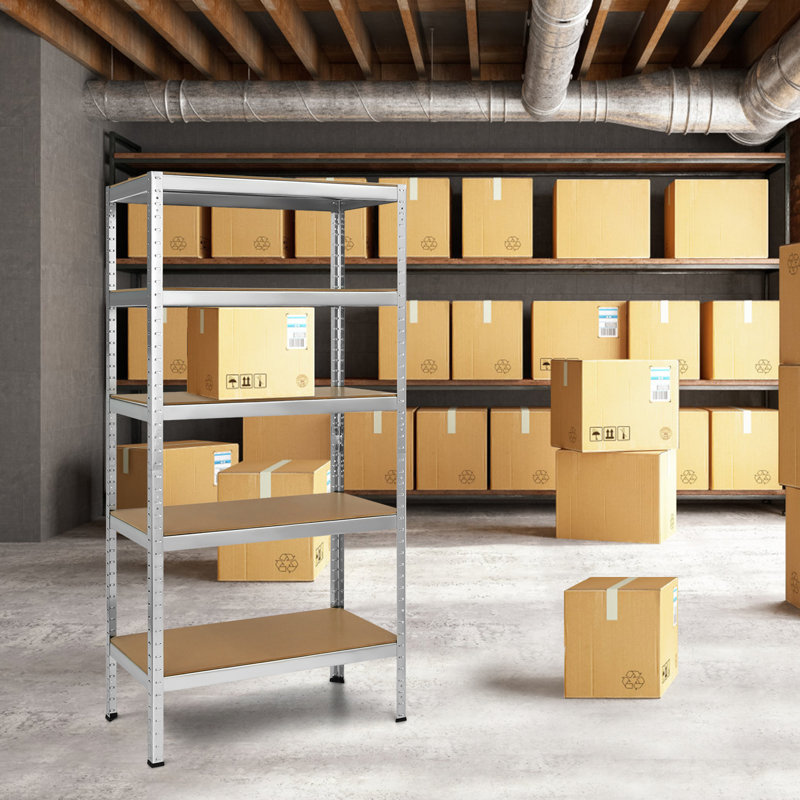 Aleycia 36'' W Steel Height -Adjustable Shelving Unit, Silver