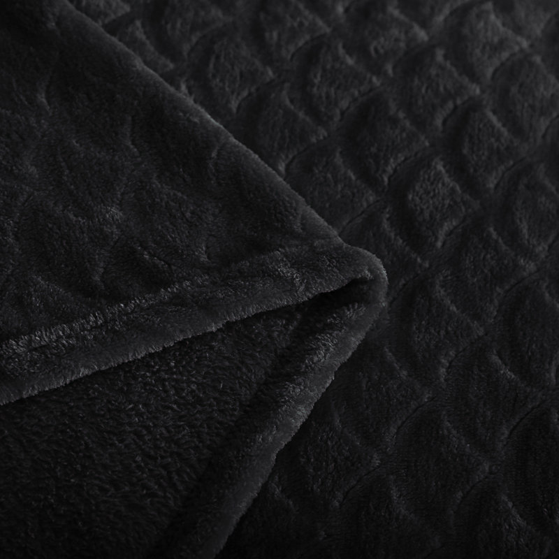 Couverture en flanelle brossée pour grand lit, Noir, Grand lit