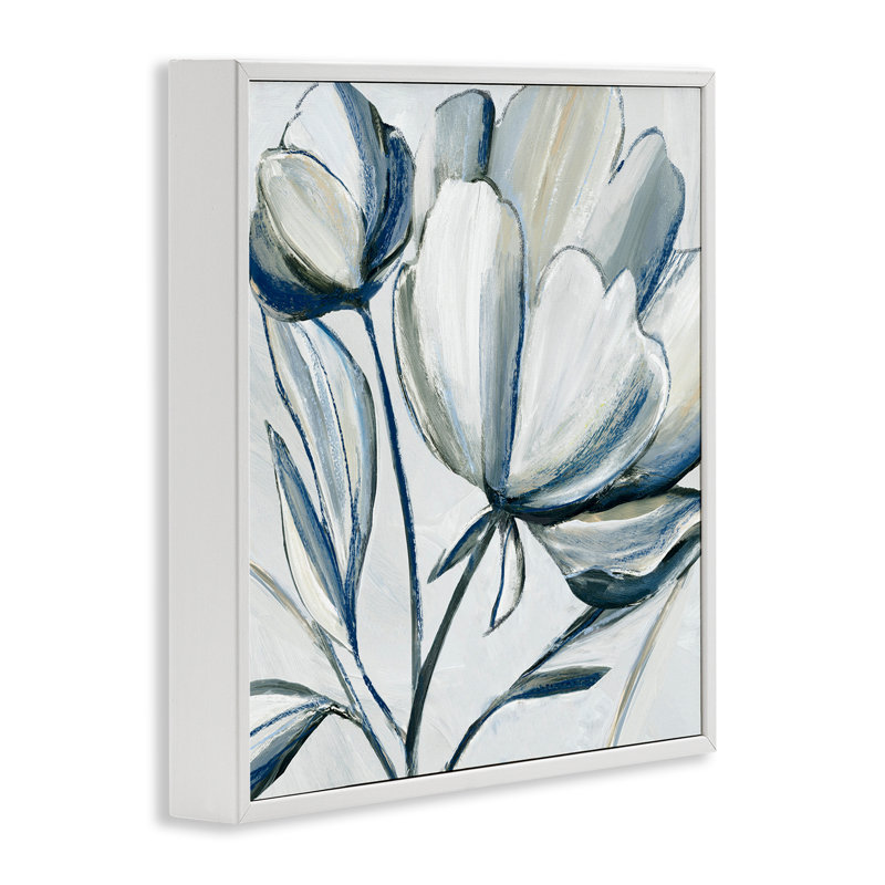 Blooming Sun Bleached Flowers Framed Giclee Art, design by Hannah Dawson, 12" H x 12" W, Coastal White Framed Giclee