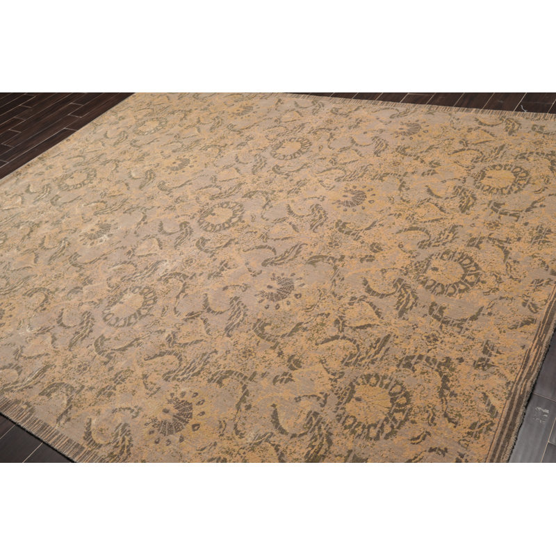 Tapis floral floral brun