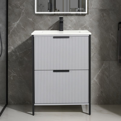 Meuble-lavabo autoportant de 24 po avec lavabo Chriselda