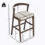 Tabouret de bar d'intérieur en bois d'hévéa, finition brun foncé et revêtement beige, ensemble de 2-1181100967
