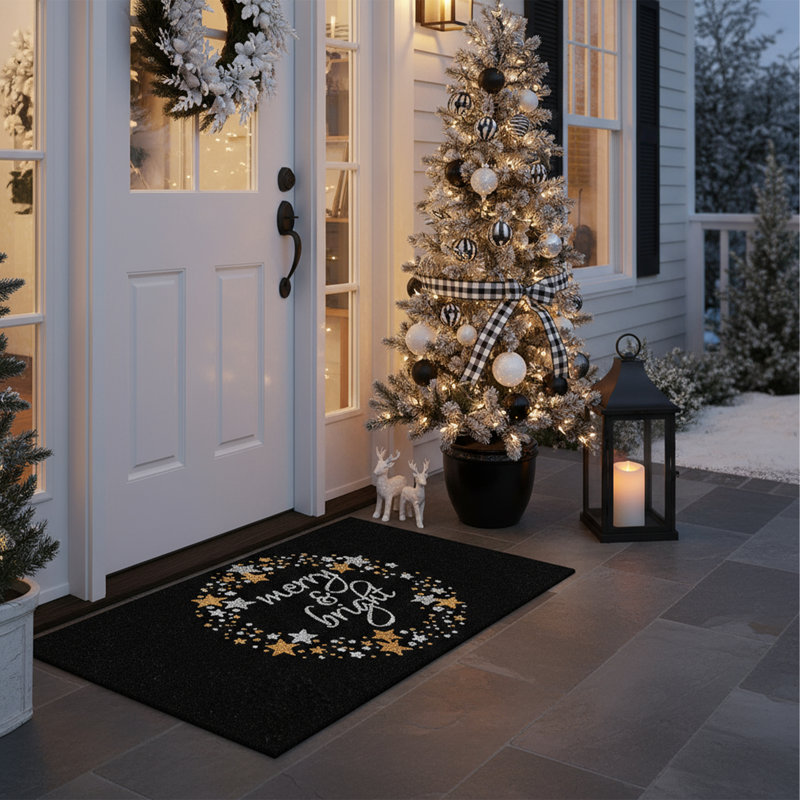 Tapis d'extérieur antidérapant Kit Star Holiday Greeting 29 po x 17 po