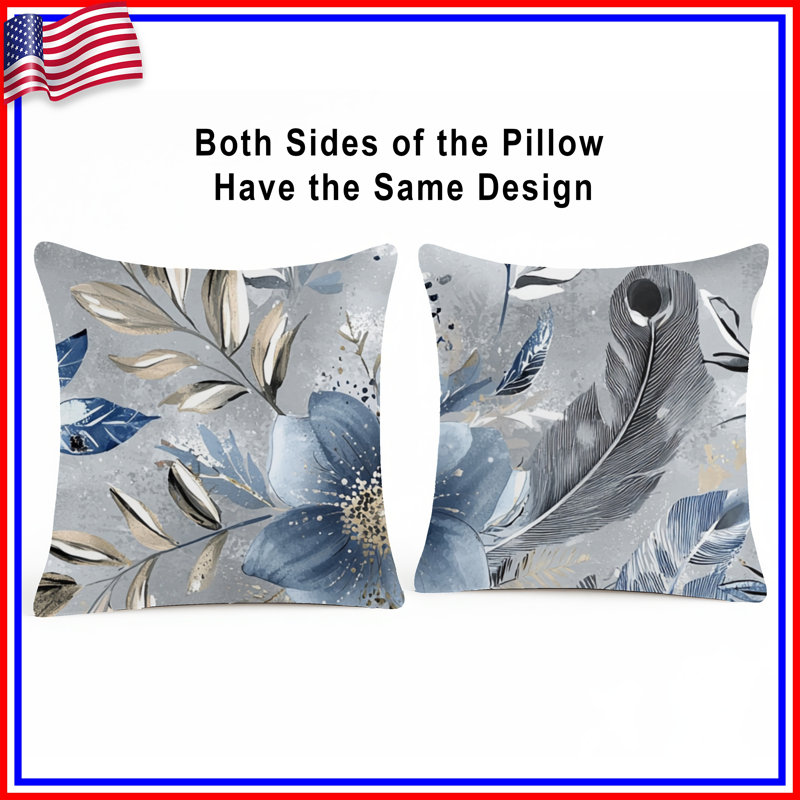 Floral Throw Pillow, Nature Double Sided Pillows, 18 x 18 inches