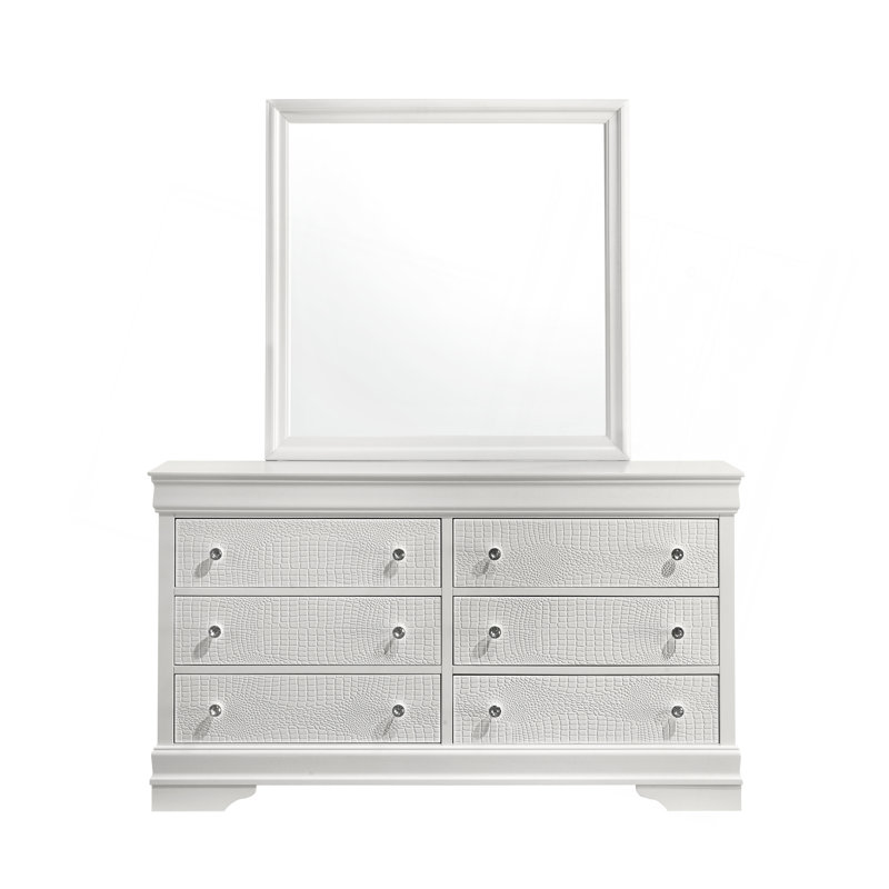 Miroir de style moderne Blaze en bois (seulement miroir), Blanc