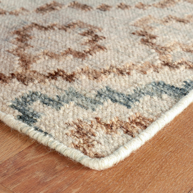 Jelly Roll Sky Handwoven Wool Rug, Rectangle 4' x 6'