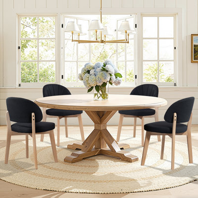 Mid Century Upholstered Solid Wood Dining Chairs Side Chairs