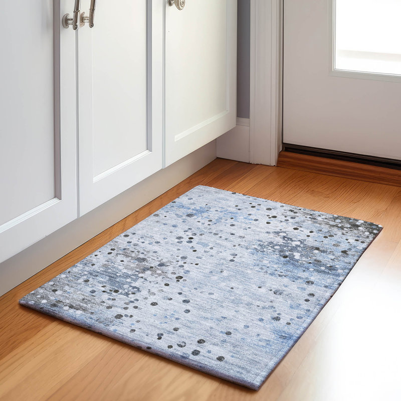 Machine Washable Indoor/Outdoor Xhevrie Sky Rug, Rectangle 1'8" x 2'6"
