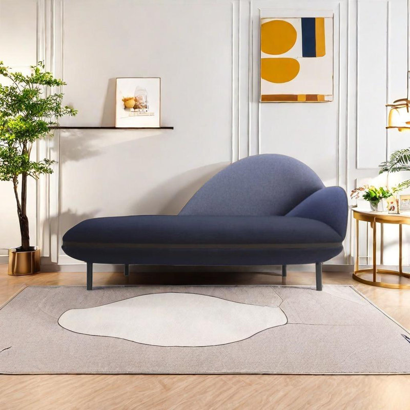 Chaise longue en velours, Orienté à droite, Bleu très foncé