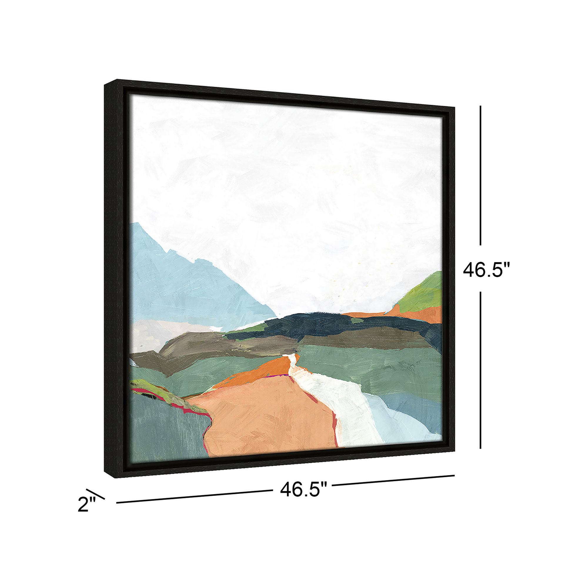 April Morning - Floater Frame Painting on Canvas, 46.5" H x 46.5" W, Silver