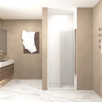 Porte de douche - Verre trempé de 1/4 po (6 mm), cadre en aluminium chromé, film antidéflagrant