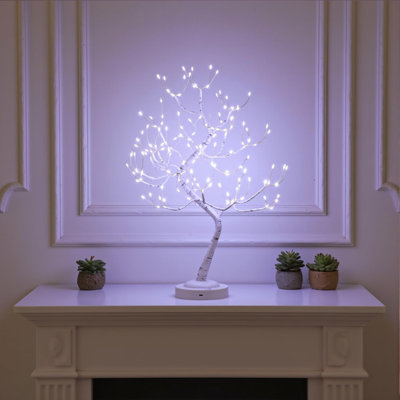 108 Bonsai de table à DEL avec 20 pouces de lumière, fée décorative, arbre artificiel, à pile, pour brindilles, fête, fête de mariage, décoration de Noël (blanc froid)
