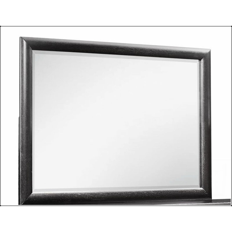 Miroir CIVIC: finition grise élégante, garniture en bois et design élégant pour les chambres à coucher modernes, Gris