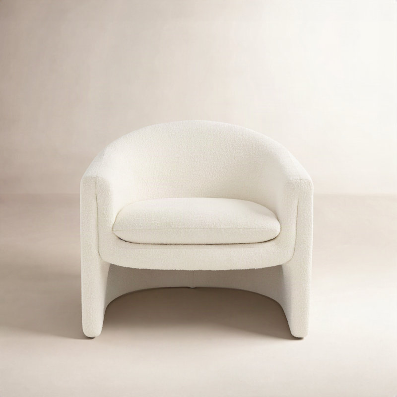 Pollman Upholstered Barrel Chair, Ivory Boucle
