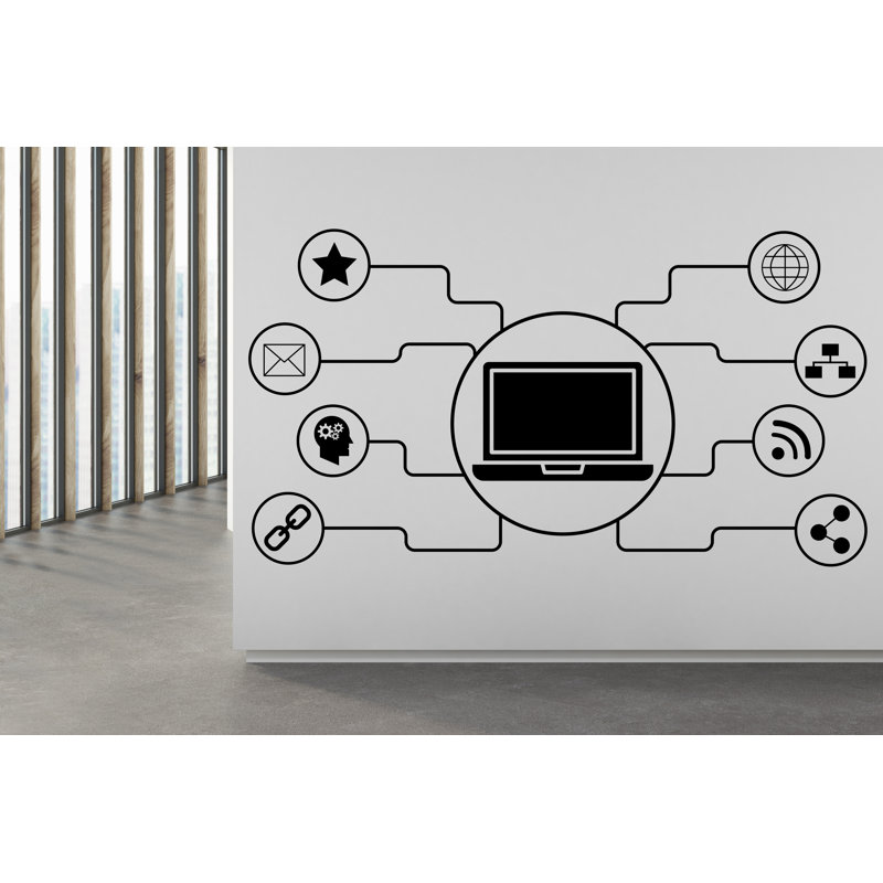 Décalcomanie d'art mural en vinyle technologie, autocollant de carte de circuit imprimé, décoration murale de bureau, autocollant mural de logiciel de gestion, ordinateur de bureau 547RS