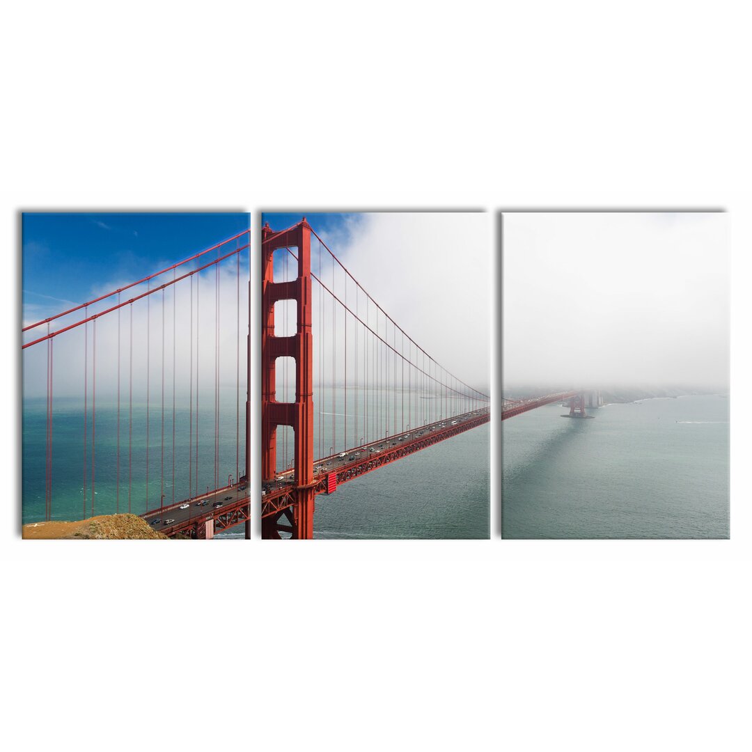 3-tlg. Leinwandbilder-Set Golden Gate Bridge San Francisco