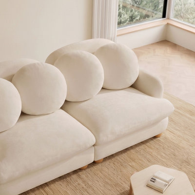Canapé confortable deux places en chenille, canapé profond 2 places avec 4 coussins décoratifs, structure en bois massif pour salon, chambre à coucher