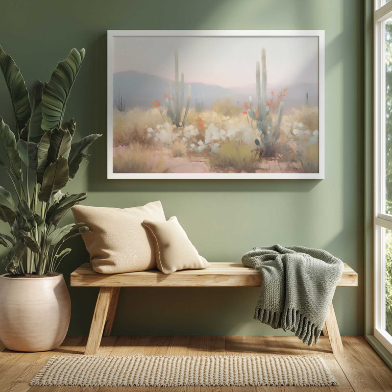Cactus du crépuscule, Cadre photo simple érable brut, H 17 po x l 21 po