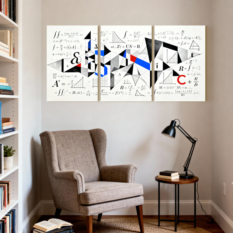 Mathématique, formule géométrique, motif sur toile, art mural abstrait, impression d'art pour salon, bureau, étude, décor